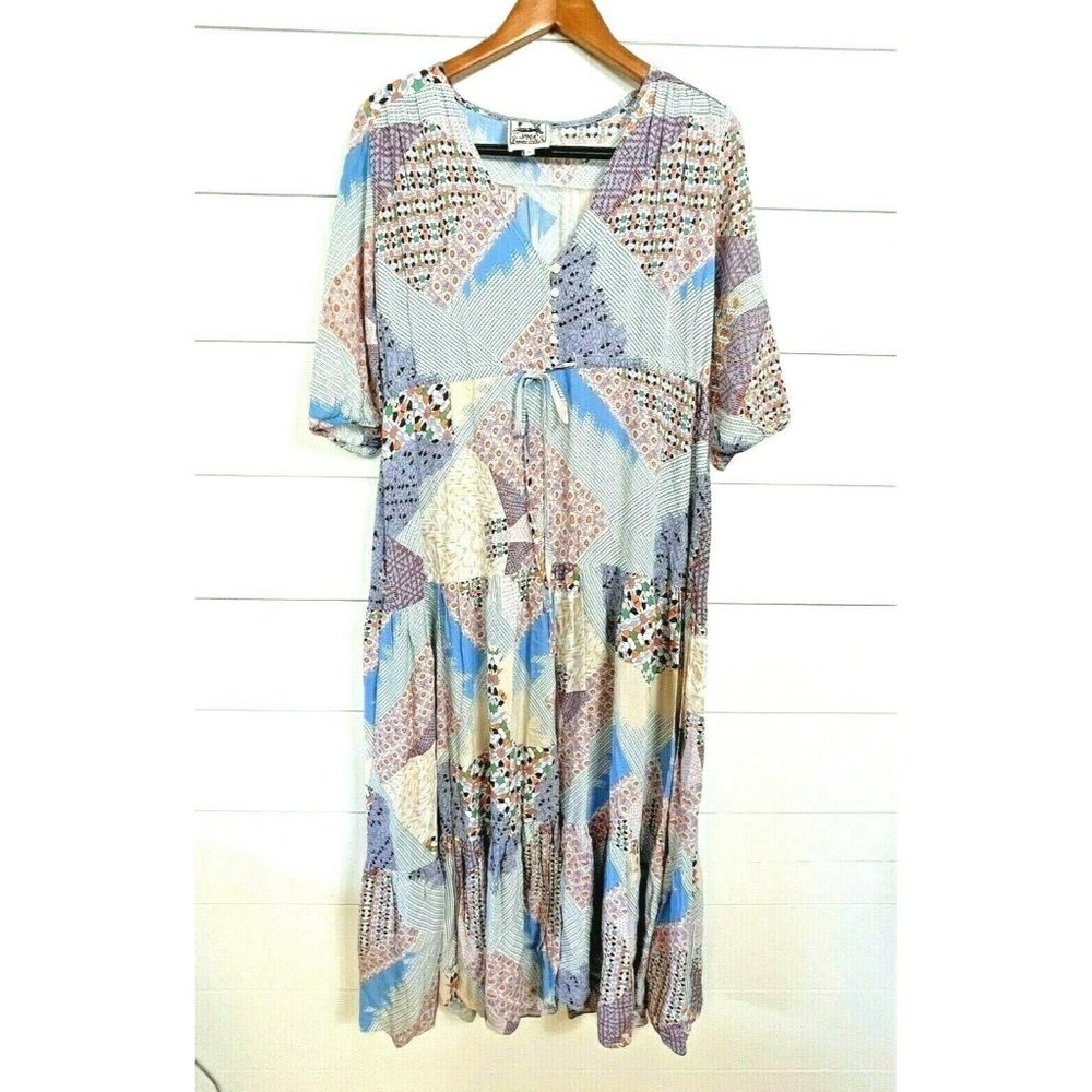 JAASE Size M Dress Midi Boho Patchwork Hippie Flowy